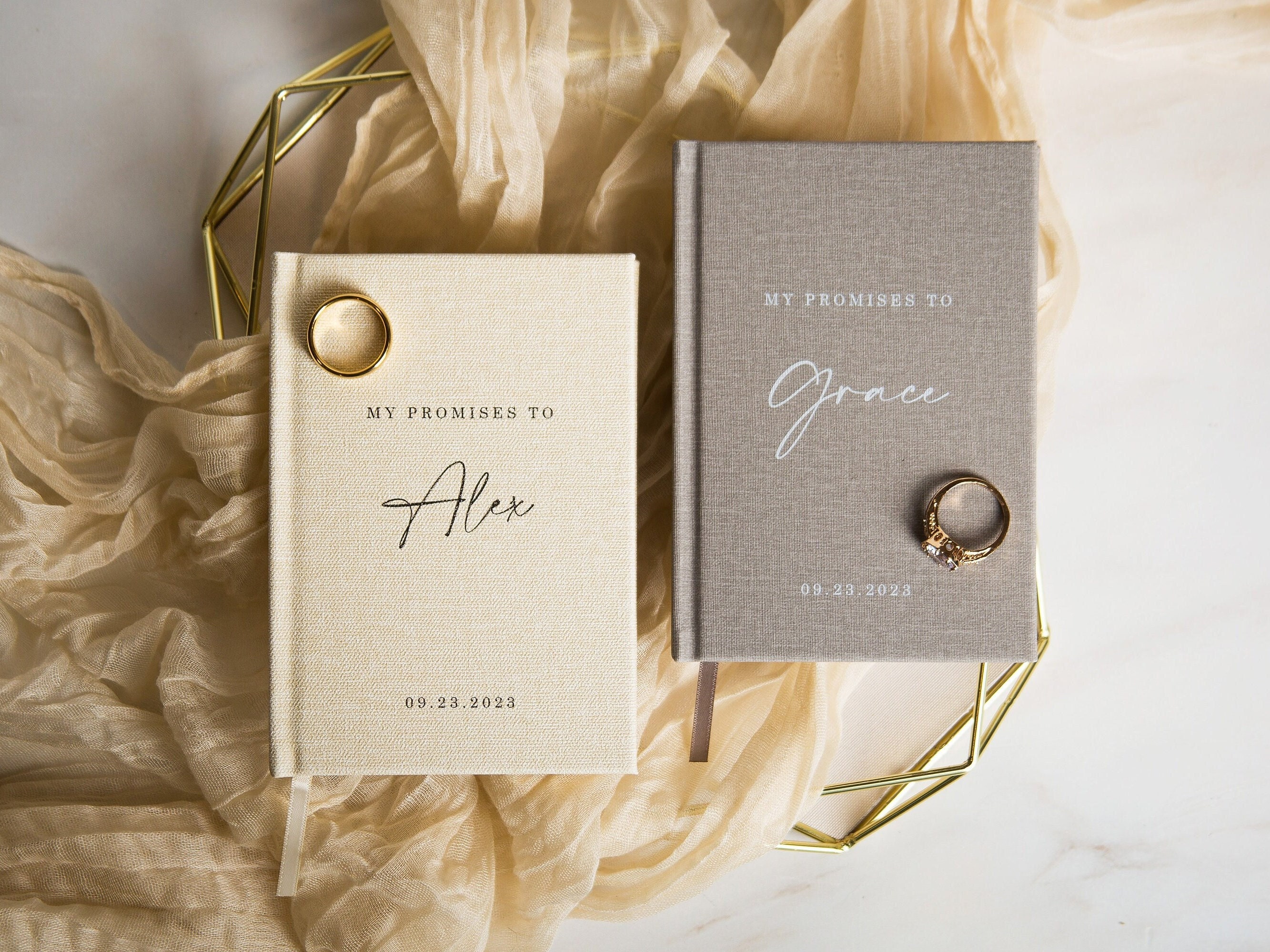 2 Vow Books Promises - Hard Cover Wedding Ceremony Vow Booklets 