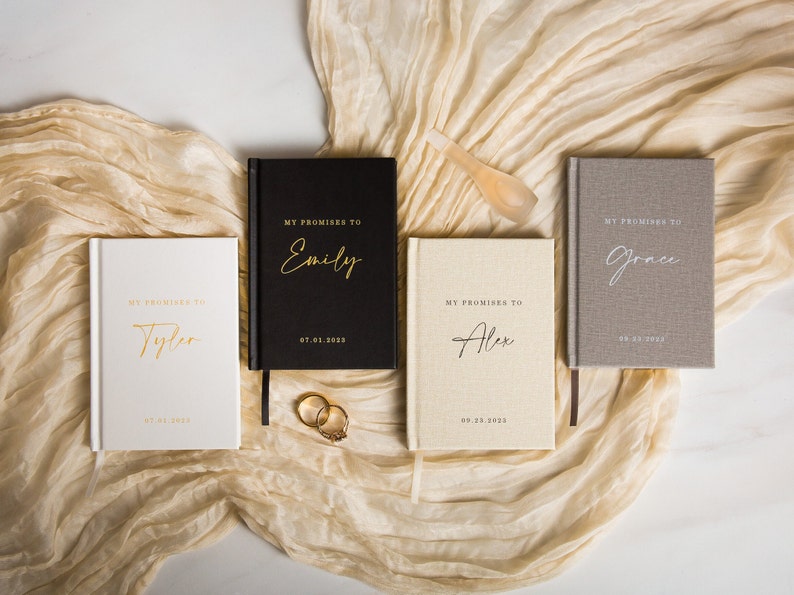 2 Vow Books Promises Hard Cover Wedding Ceremony Vow Etsy