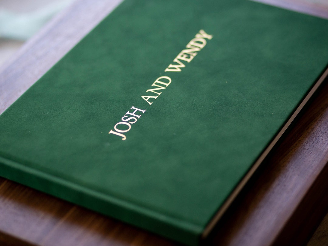 Emerald Green Embossed Guest Book kennerly Font 11.5x8.5 Large Foil