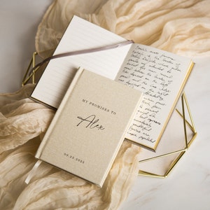 2 Vow Books Promises - Hard Cover Luxury Wedding Ceremony Vow Booklets, Modern Classy Speech Note book, Engagement Gift Fiancé Wife Husband