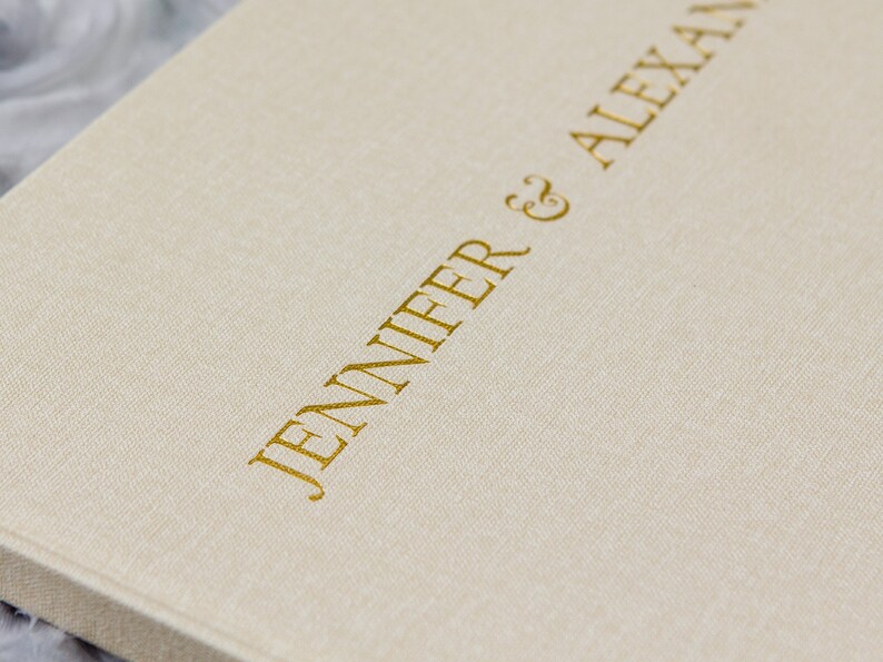 Embossed Canvas Linen Guest Book in Ivory 11.5x8.5 Large Foil Etsy