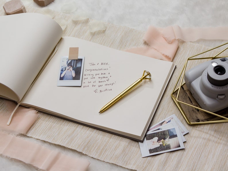 Custom Modern Birthday Event Sign-In Books 11.5 x 8.5 Large Wedding Engagement Party Guest Book Canvas Linen Guest Book