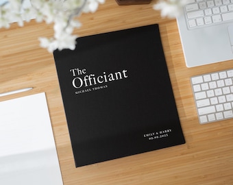 Officiant 3 Ring Linen Binder - Refillable Wedding Ceremony Binder, Personalized Officiant Book, Pastor & Celebrant Gift, Script Organizer