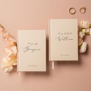 2 Vow Books Husband Wife - Hard Cover Wedding Ceremony Vow Booklets Luxury Speech Notebook Couple Engagement Gift for Bride Groom