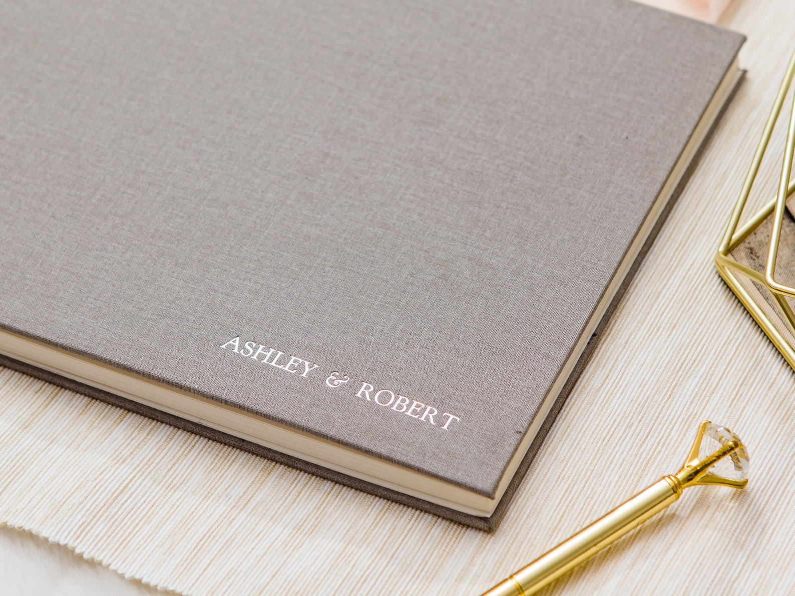 Embossed Gray Canvas Linen Guest Book Custom Foil Sign in Etsy