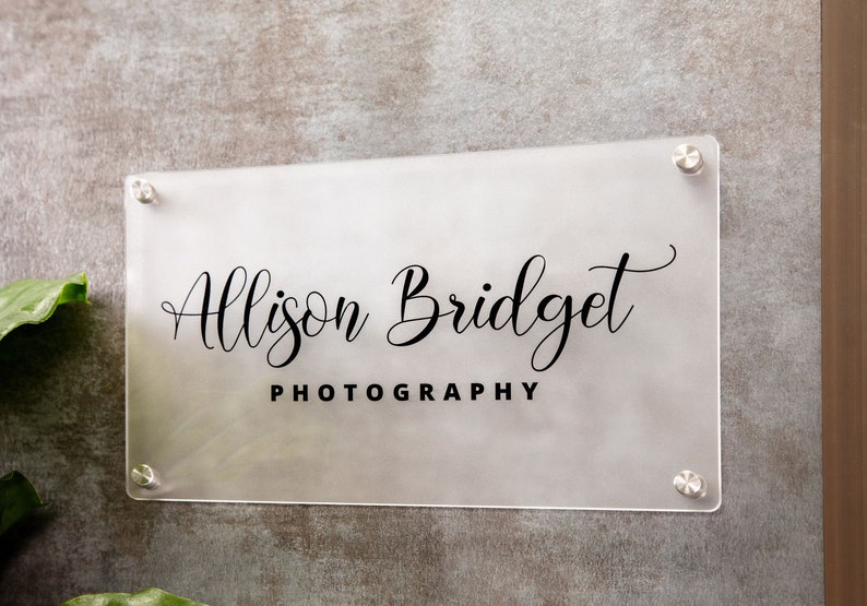 Frosted Acrylic Office Door Sign w/ Metal Stand Offs - Wall sign with Business Logo, Personalized Name Plate for Office Door Sign image 4
