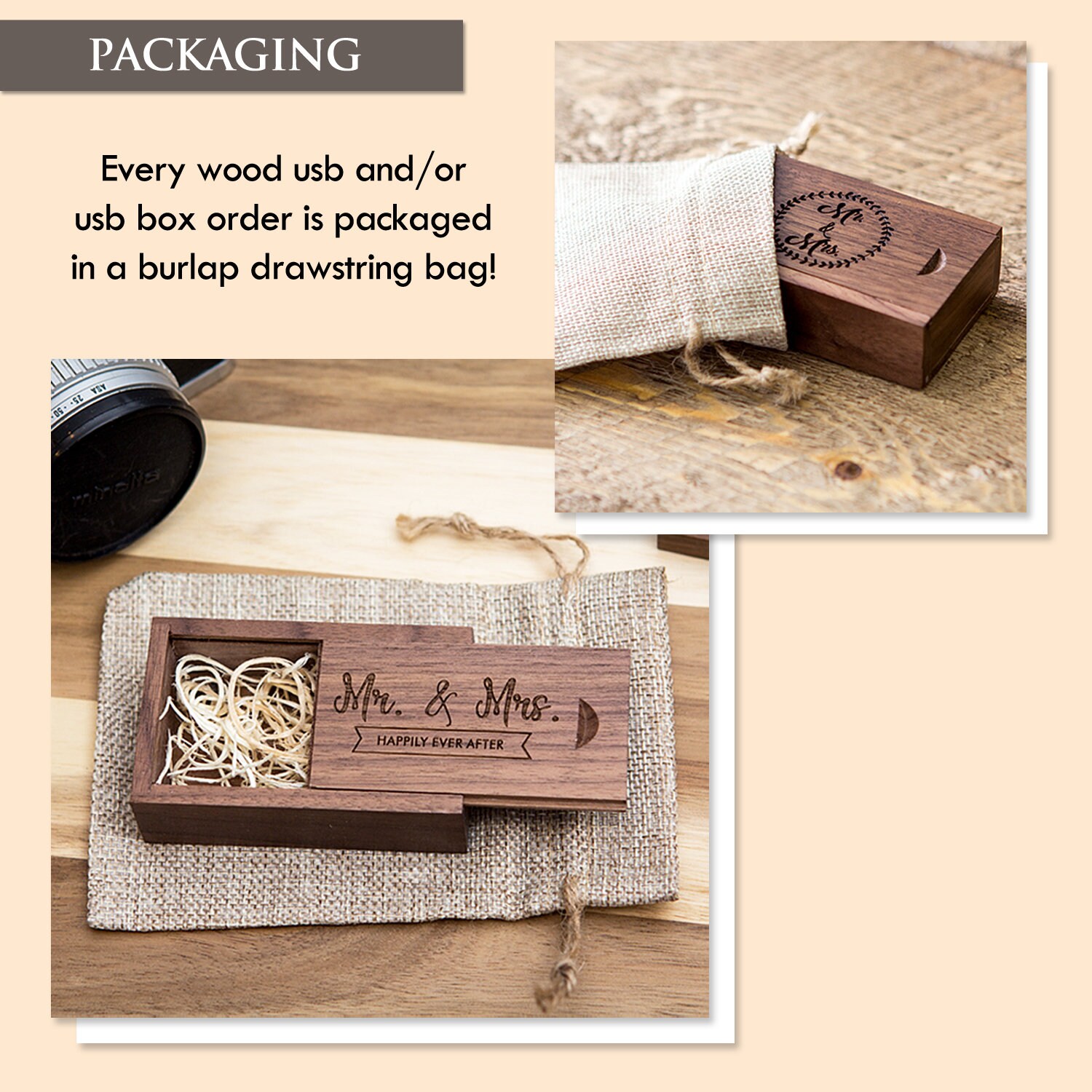 Engraved Geometric USB & Wood Box Set Wood Wool Custom - Etsy