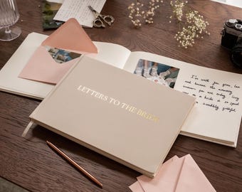 Letters to the Bride Embossed Foil Book - 11.5x8.5" Custom Scrapbook Photo Album Bachelorette Bridal Shower Guestbook Gift Wedding Keepsake