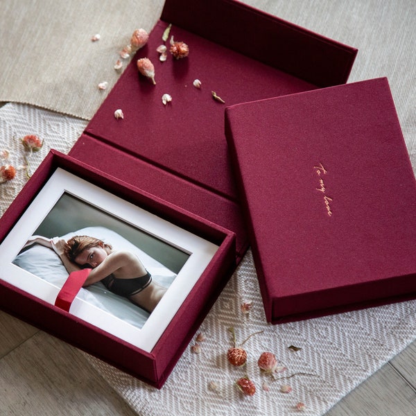 4x6" Linen Photo Box - For Your Eyes Only Discreet Print Storage Boudoir Intimate Photographer Client Gallery Reveal Groom Gift from Bride