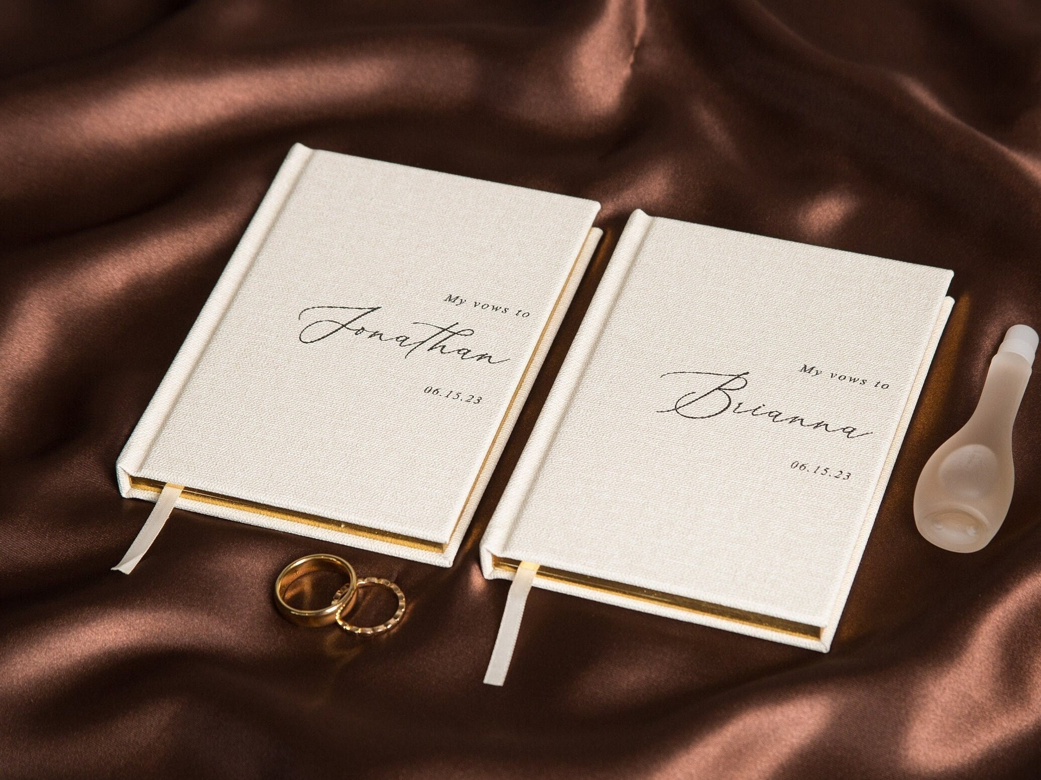 2 Vow Books My Vows To - Hard Cover Wedding Ceremony or Elopement Vow Booklets, Luxury Speech Notebook, Engagement Gift for Bride Groom