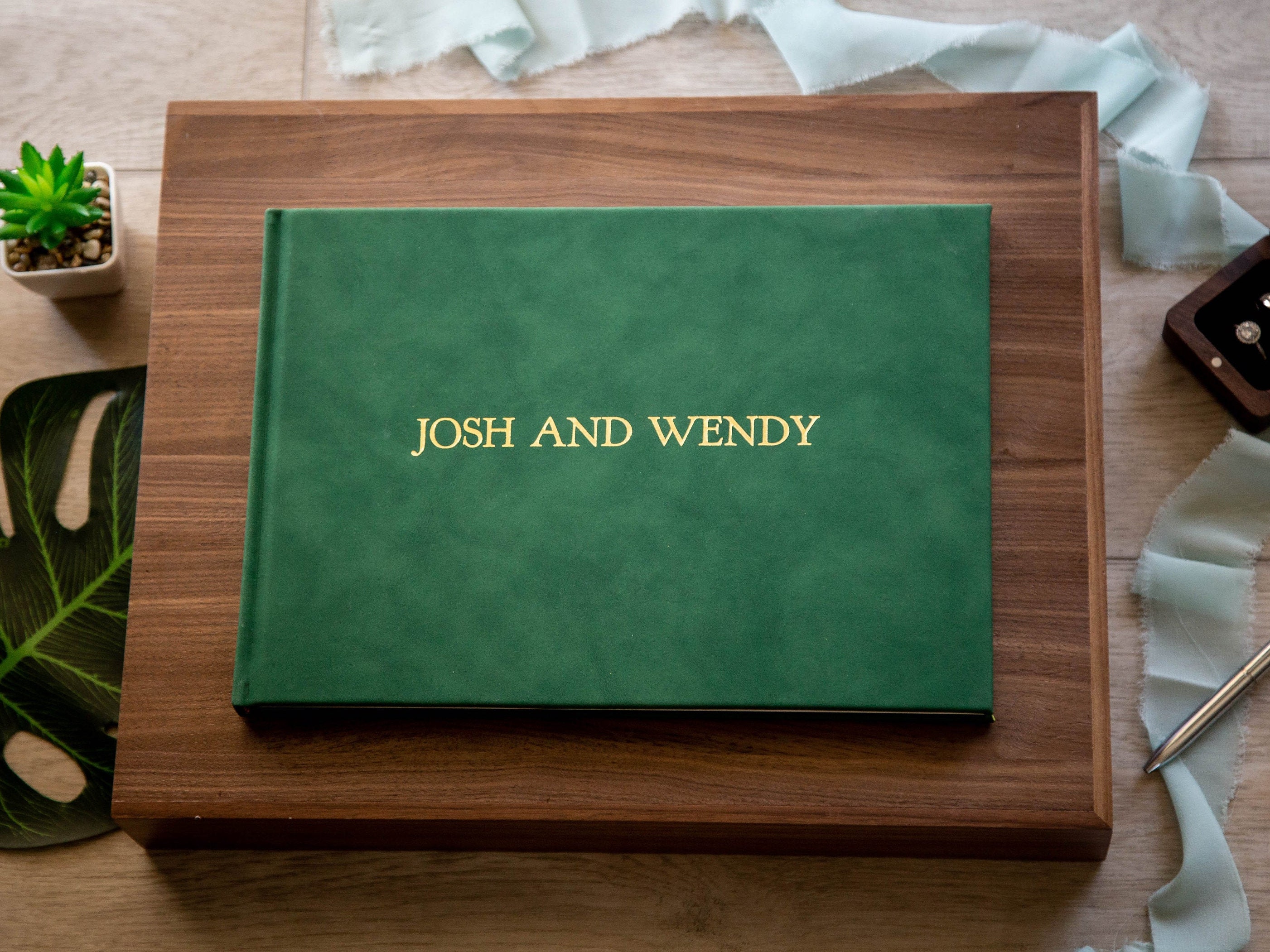 Emerald Green Embossed Guest Book kennerly Font 11.5x8.5 Etsy