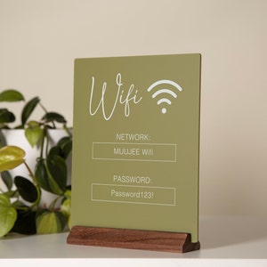 Wifi Acrylic Sign w/ Wood Base 6.5 x 7.75 Ice or Black Table Sign for Home Airbnb Rental Small Business Salon Restaurant Bar Hotel Bild 8