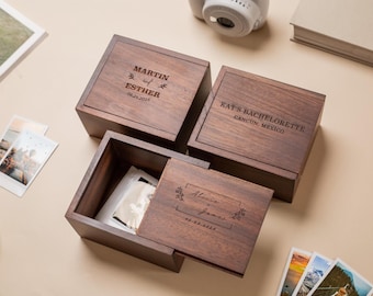 Polaroid or Instax Wood Box - Engraved Travel Photo Film for Wide Mini Square Film Storage, Gift for travelers, friends, photographer