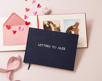 Couples Valentine's Embossed Memory Book - 11.5 x 8.5 Custom Foil Scrapbook for Love Letters, Personalized Keepsake, Paper Anniversary Gift