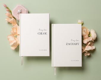 Personalized Wedding Vow Book Set - Set of 2 Classic Vow Books Custom Romantic His and Her Vow Journals Modern Wedding Ceremony Keepsake