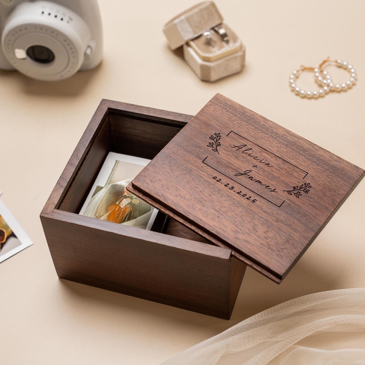 Polaroid or Instax Wood Film Box - Engraved Photo Storage Square Wide Mini Film, Wedding Guest Picture Box, Anniversary Birthday Gift Ideas - Etsy
