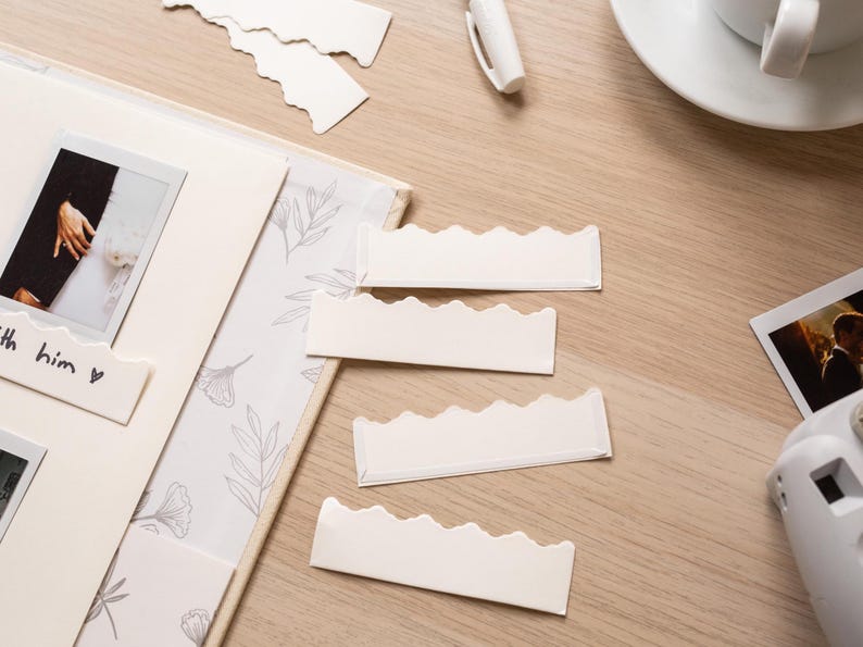 10 pegatinas de bolsillo para fotos (para Instax Polaroid Mini, fotomatón instantáneo, libro de visitas o álbum de recortes DIY), tiras de fotos marrones, blancas o negras imagen 3