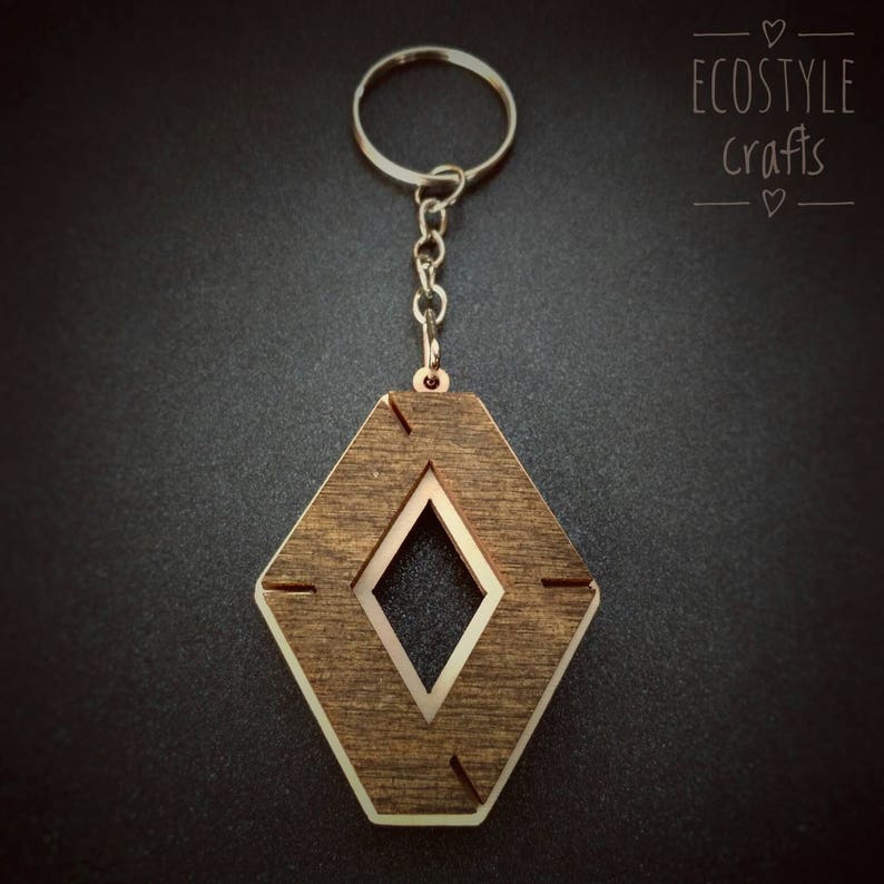 Car Keychain With Logo Made of Wood Laser Cut Wooden Etsy