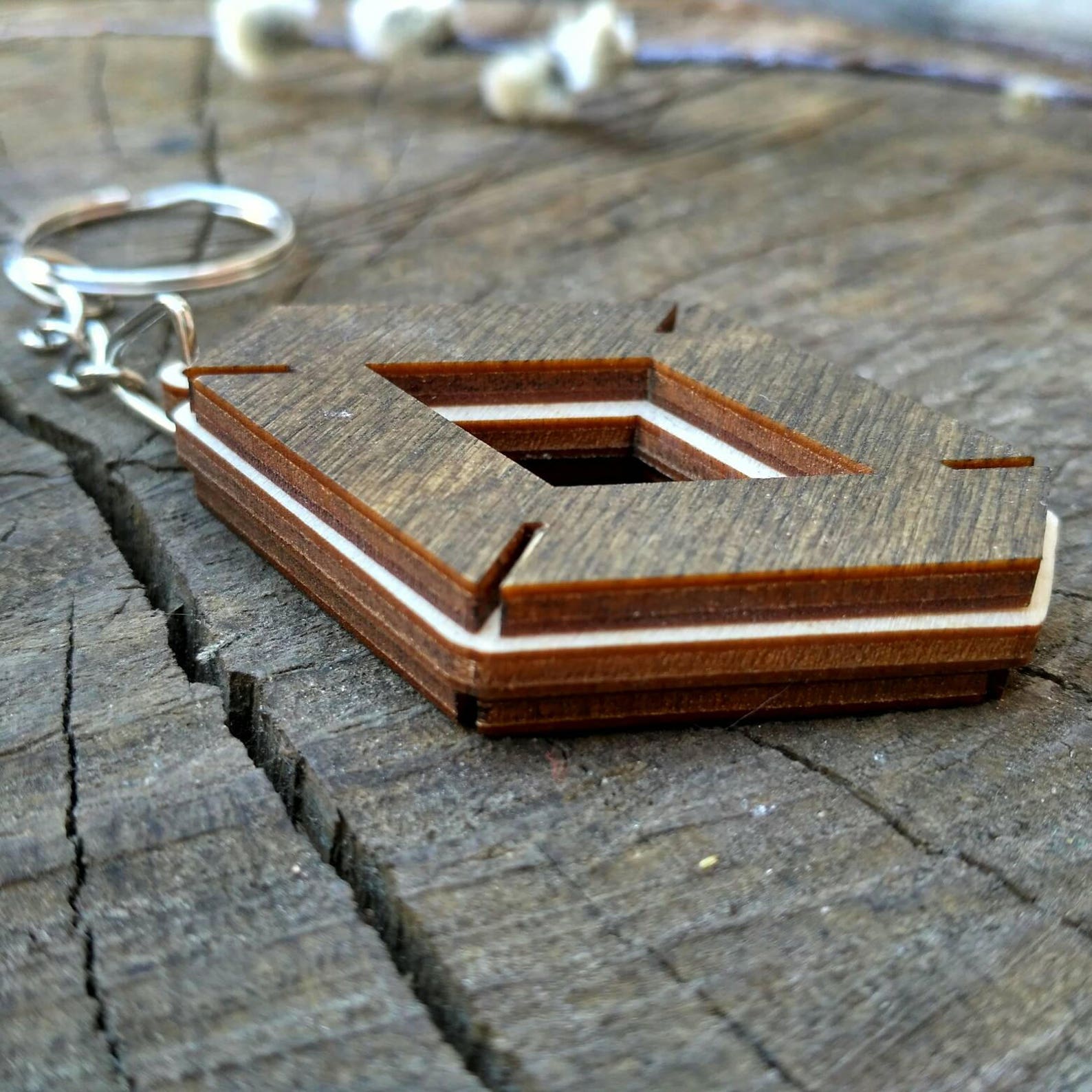 Car Keychain With Logo Made of Wood Laser Cut Wooden Etsy