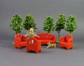 Vintage German Dollhouse Miniature Pressed Cardboard Furniture Tiny Rare Hand Painted Original Korbi Karl Schreiter Toy Gottschalk