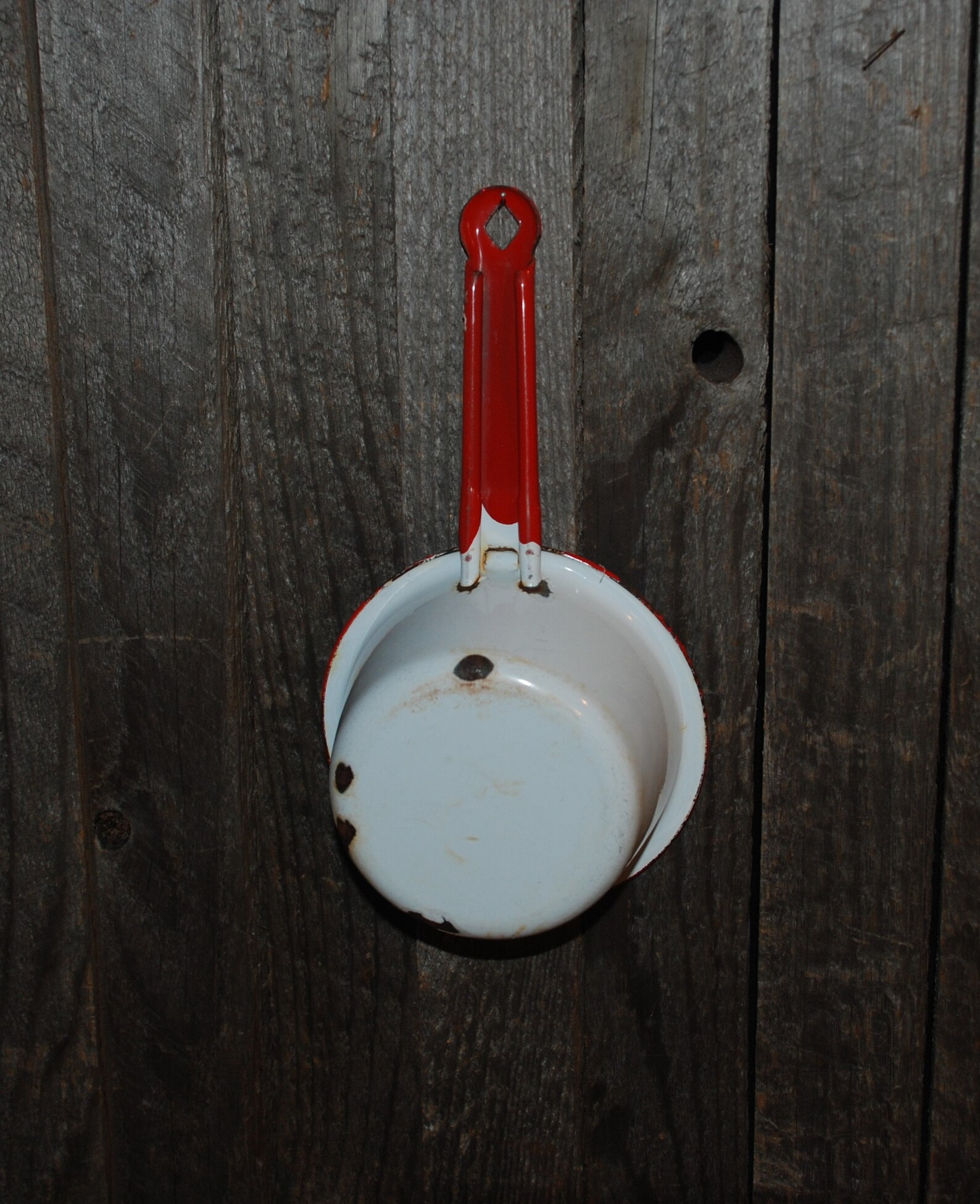 Vintage Enamel White Pot with Red Handle and Trim Sauce Pan Etsy