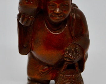 アンティークな日本の根付 木彫り 猿の座像 * - Etsy 日本