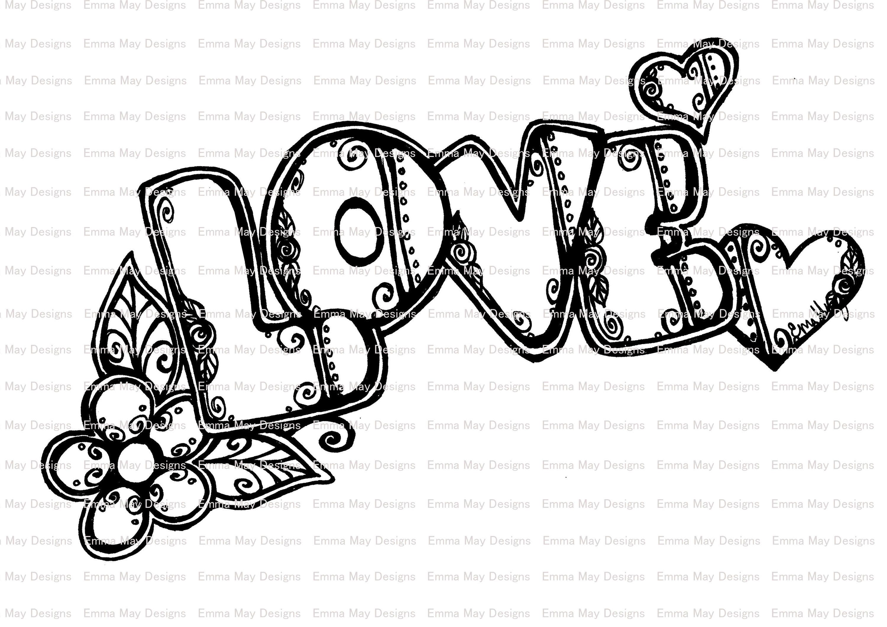 Instant Download Love Printable Coloring Page Coloring Sheet | Etsy