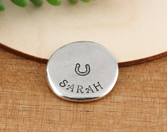 Personalised Lucky Horseshoe Pewter Pocket Token Graduation Gift Good Luck Charm