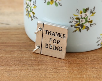 Personalised Thank You Gift Pewter Folding Keepsake Book: Gift for Friend, Carer Present,