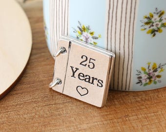 25th Anniversary Keepsake-Hand Stamped Mini Pewter Keepsake Card-Metal Card-Personalised Silver Wedding Present-Couples Gift-Wife Husband