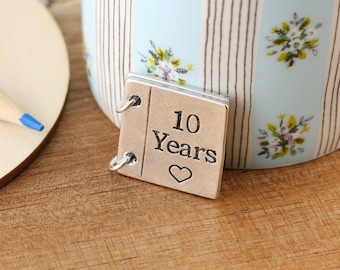 10 Year Anniversary Pewter Keepsake Card, Personalised 10th Anniversary Gift for Wife Husband