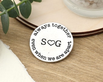Always With You Pewter Pocket Token-Pewter Pebble-Personalised Token-Long Distance Relationship Gift-Girlfriend Gift-Boyfriend Gift