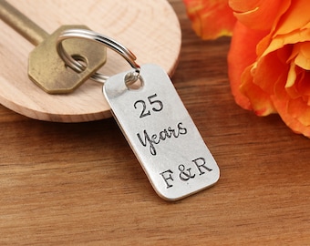 25th Silver Wedding Anniversary Gift-Personalised Milestone Keyring-Silver Anniversary-Personalised Gift Husband-Gift for Wife-25th Wedding