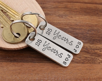 25th Anniversary Couples Gift-Personalised Pair of Pewter Keyrings-Matching Key rings-Wife Gift-Husband Gift-Silver Wedding Present-Keychain