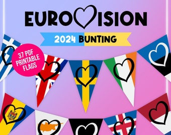 Eurovision 2024 Bunting Pack - 37 Flags Instant Downloads - Eurovision Song Contest, Eurovision Sweden, Eurovision Flags, Eurovision Bunting