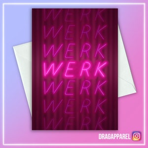 Werk! Verjaardagskaart RuPaul - RuPaul, dragrace, LGBT, queer, groeten, veel geluk, verjaardagskaart