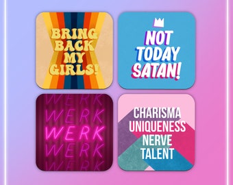 Drag Race Catchphrase Inspired Coasters - RuPaul's Drag Race, Queer, LGBT Coaster Set