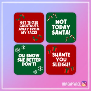 Sous-bocks de Noël inspirés du slogan Drag Race - RuPaul's Drag Race, Queer, LGBT Coaster Set
