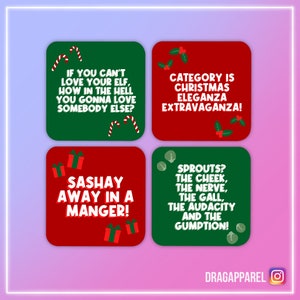 Sous-bocks de Noël inspirés du slogan Drag Race - RuPaul's Drag Race, Queer, LGBT Coaster Set