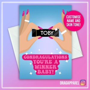 Gefeliciteerd, je bent een winnaar! RuPaul-kaart - RuPaul's Drag Race, Drag Race UK, Gay, LGBT, Queer, verjaardagswensen verjaardagskaart