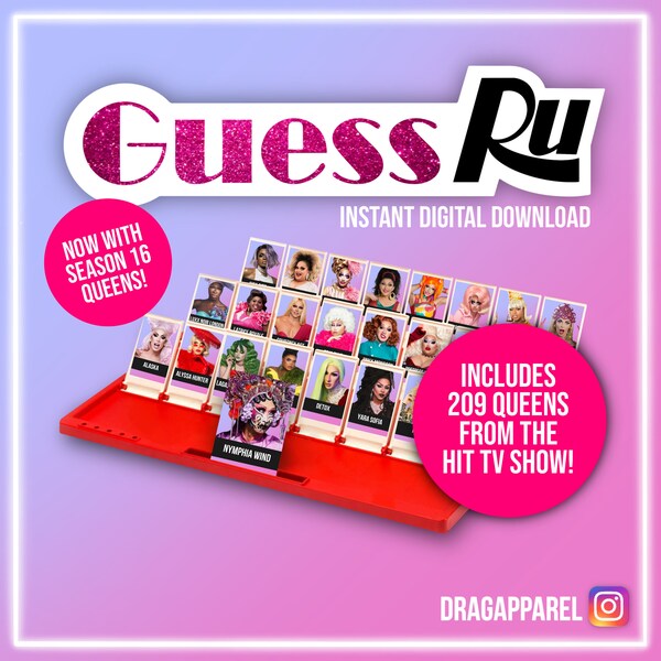 Ratet mal, Ru!? - Guess Who, RuPaul's Drag Race, LGBT, Queer DIGITAL DOWNLOAD Kartenspiel - Staffeln 1 - 16 - Etsy-Bestseller