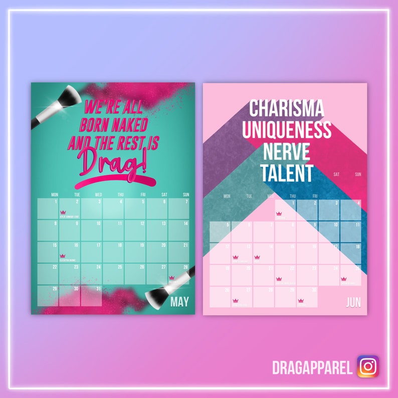 Drag Race 2023 A4 Wall Calendar Rupaul Rupaul's Drag - Etsy