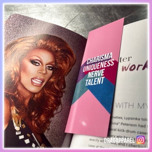 Bladwijzer dragrace, charisma, uniekheid, zenuw, talent - RuPaul's Drag Race, queer, LGBT, catchphrase-bladwijzer