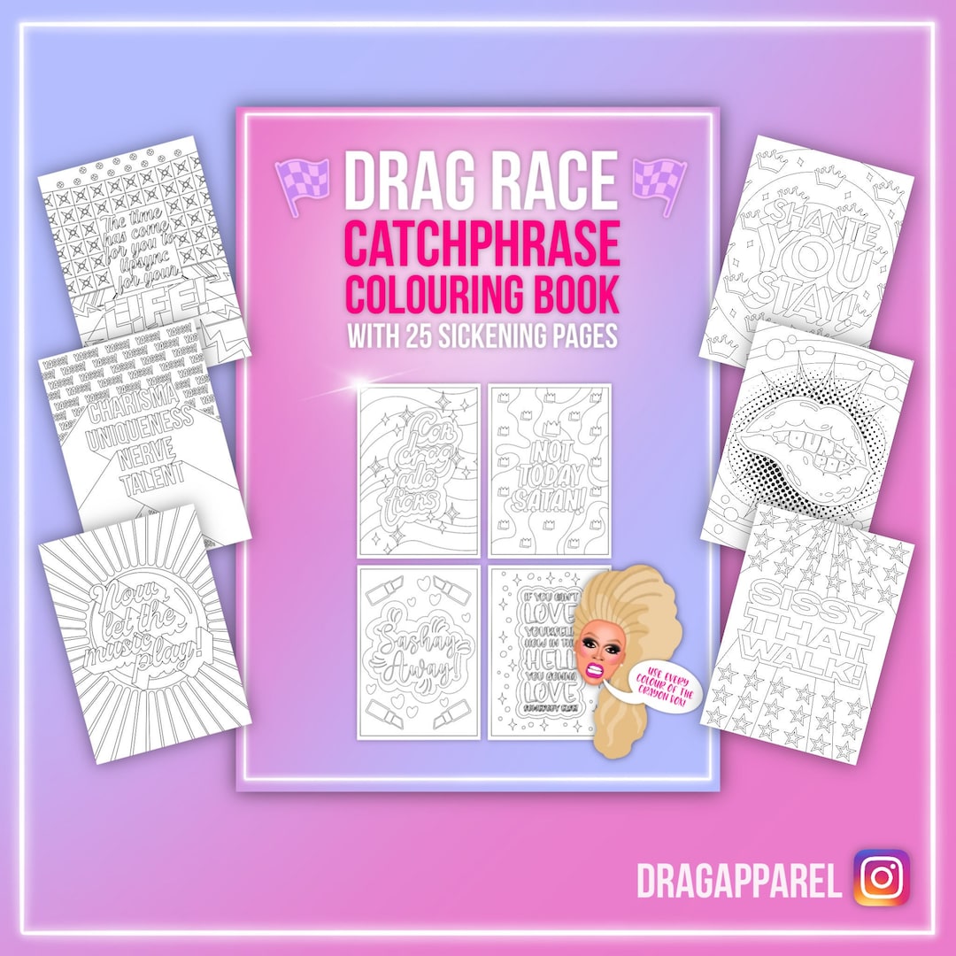 Drag Race Catchphrase Colouring Book - Rupaul's Drag Race, Queer, LGBT Catchphrase Colouring Book - Etsy UK