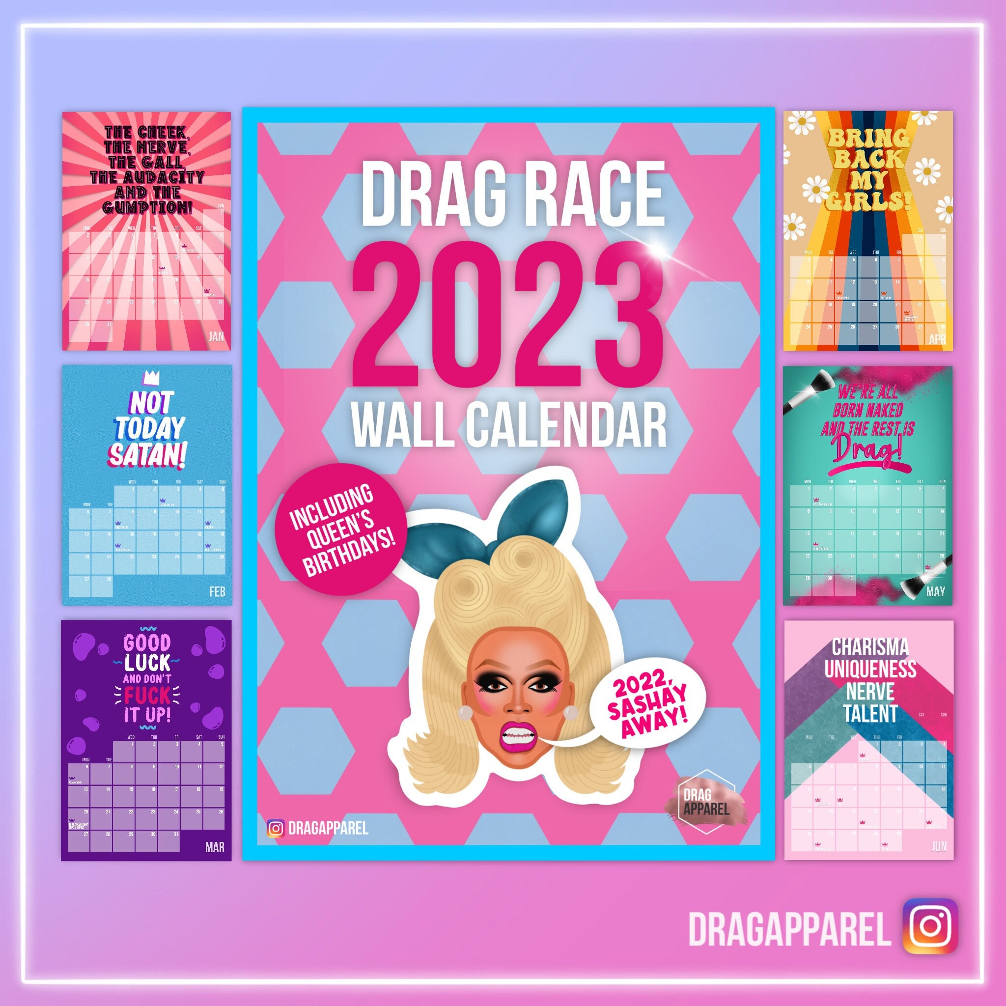 Drag Race 2023 A4 Wall Calendar Rupaul Rupaul's Drag Etsy Australia