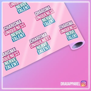 RuPaul slogan Charisma, uniekheid, zenuw, talent Inpakpapier - RuPaul's Drag Race, LGBT, Queer, Cadeaupapier, Cadeaupapier