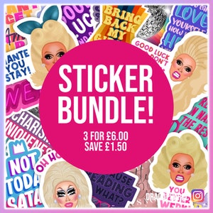 Drag-stickerbundel - 3 voor 6,00 - RuPaul's Drag Race, Drag Race UK, RuPaul, Queer, LGBT, sloganstickers