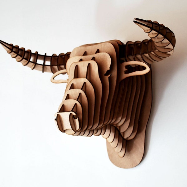Cabeza de toro de madera 39 cm
