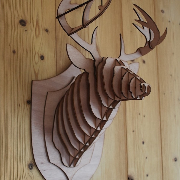 Tête de cerf en bois 62 cm