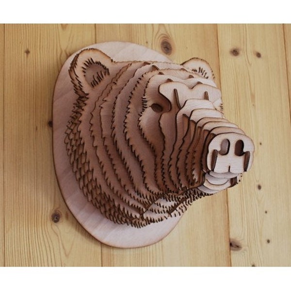 Tête d’ ours en bois 48 cm